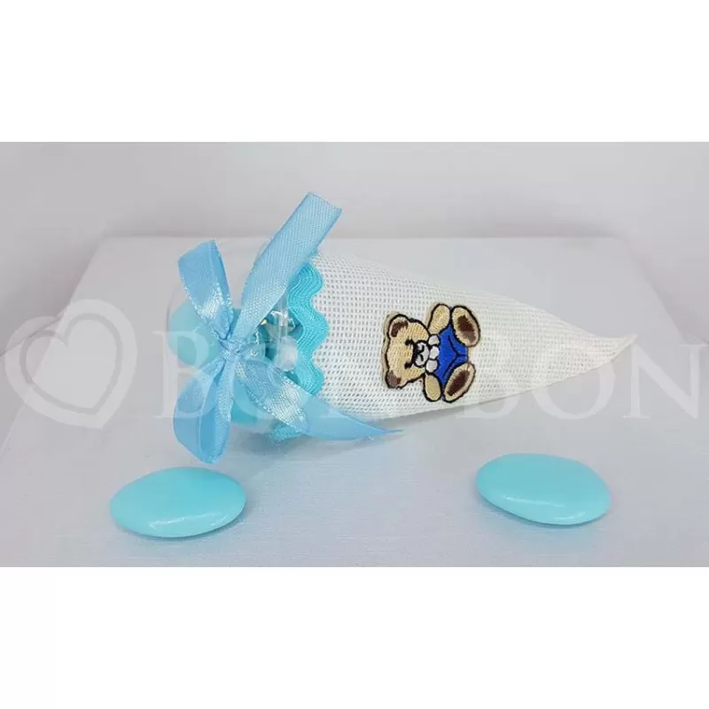 Astuccio portaconfetti cono orsetto blu Star Import Italia - 1