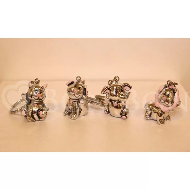 Portachiavi Animaletti Argentati Rosa Offerta Outlet - 1