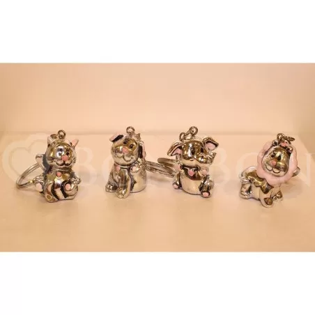 Portachiavi Animaletti Argentati Rosa Offerta Outlet - 1