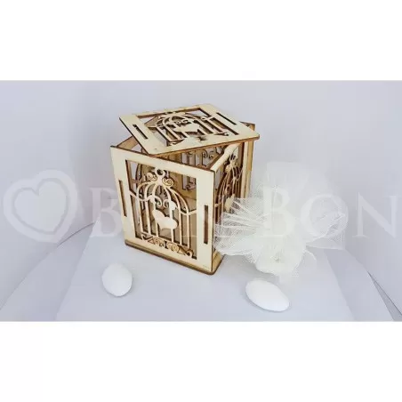 Scatolina Legno Matrimonio Con Gabbietta Linea elle - 1