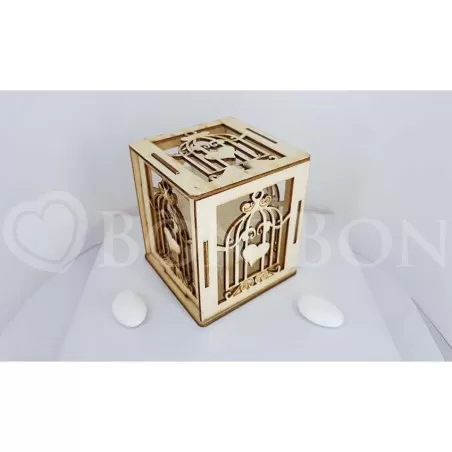 Scatolina Legno Matrimonio Con Gabbietta Linea elle - 2