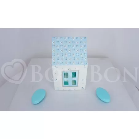 Casetta Bloom Celeste Nascita e Battesimo Cartoncino Scotton - 2