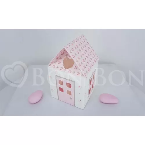 Casetta Bloom Rosa Nascita e Battesimo Cartoncino Scotton - 1