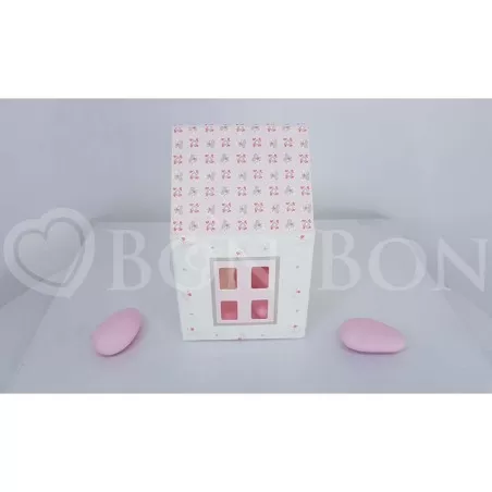 Casetta Bloom Rosa Nascita e Battesimo Cartoncino Scotton - 2