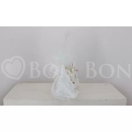 Sacchetto Matrimonio 3015 Lino e Merletto Bianco Fazzoletto Liete Creazioni - 2