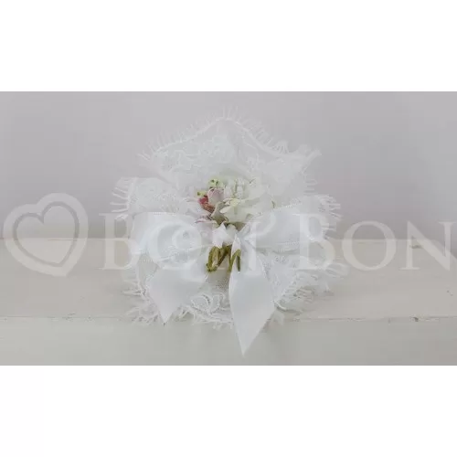 Sacchetto Matrimonio 3016 Lino e Merletto Bianco Centrino Liete Creazioni - 1