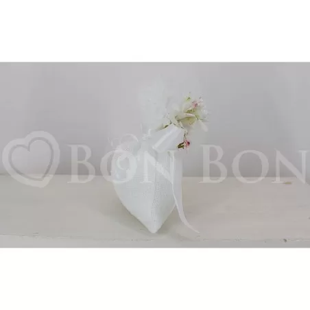 Sacchetto Matrimonio 3018 Lino e Merletto Bianco Sacchetto Picoolo Liete Creazioni - 2