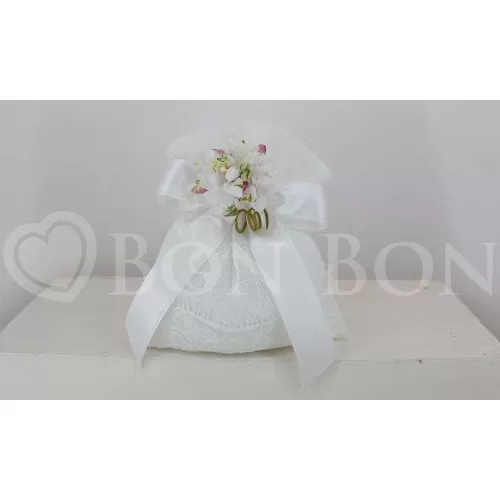 Sacchetto Matrimonio 3019 Lino e Merletto Sacchetto con Pizzo Liete Creazioni - 1