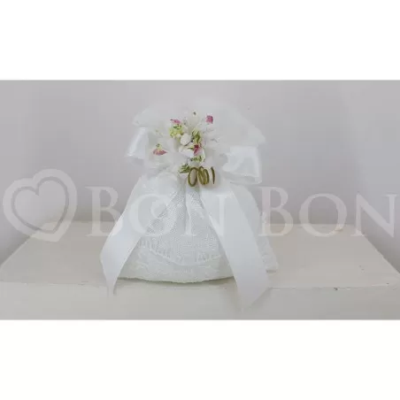 Sacchetto Matrimonio 3019 Lino e Merletto Sacchetto con Pizzo Liete Creazioni - 1