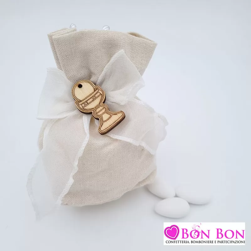 Sacchetto in offerta prima comunione con applicazione calice - 1