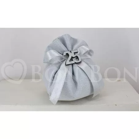 Sacchetto Nozze d'Argento Liete Creazioni Linea Rasatello Argento Fagotto Liete Creazioni - 1