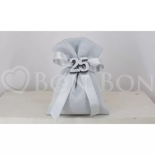 Sacchetto Nozze d´Argento Rasatello Argento Sacchetto Medio Liete Creazioni - 1