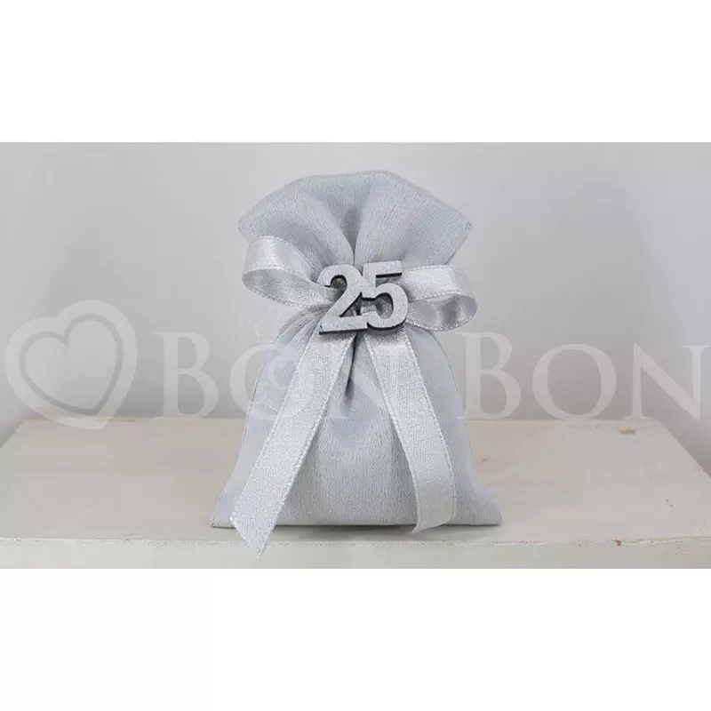 Sacchetto Nozze d´Argento Rasatello Argento Sacchetto Medio Liete Creazioni - 1