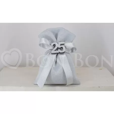 Sacchetto Nozze d´Argento Rasatello Argento Sacchetto Medio Liete Creazioni - 1