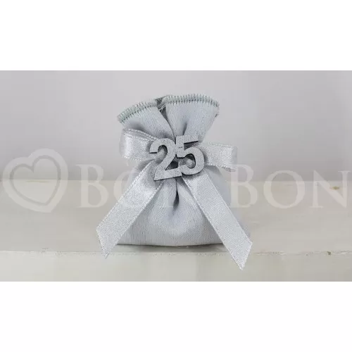 Sacchetto Nozze d´Argento Rasatello Argento Sacchetto Mini Liete Creazioni - 1