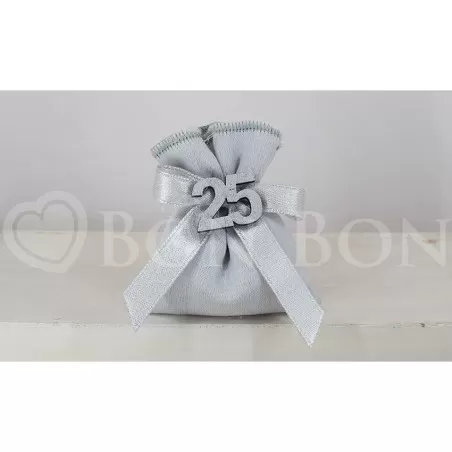 Sacchetto Nozze d´Argento Rasatello Argento Sacchetto Mini Liete Creazioni - 1