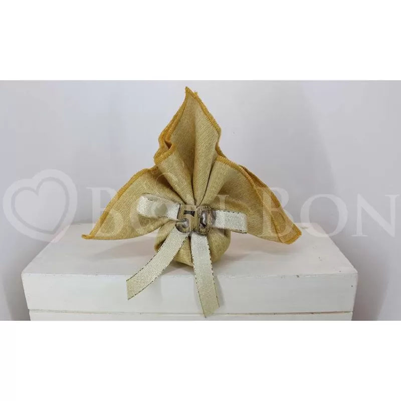 Sacchetto Nozze d´Oro Liete Creazioni Linea Rasatello Oro Fazzoletto Liete Creazioni - 1