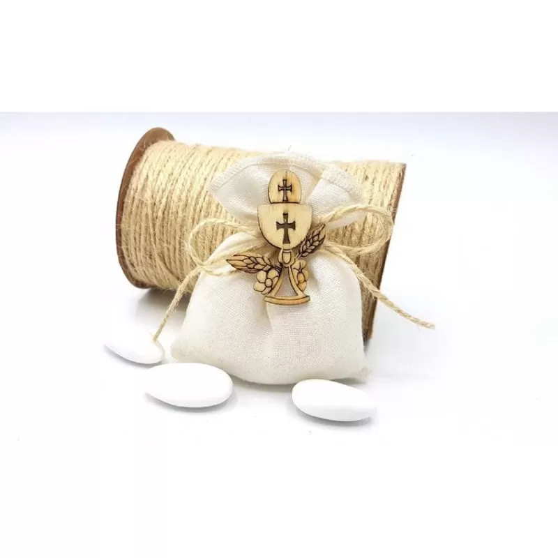 Sacchetto Lino avorio con Calice Prima Comunione Liete Creazioni - 1