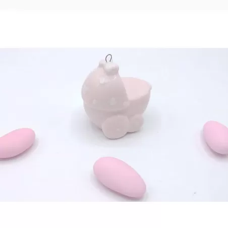 Bomboniera nascita e battesimo culletta rosa cer197r - 1
