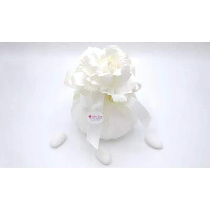 Sacchetto matrimonio lino panna bustone con tondo con rosa Liete Creazioni - 1