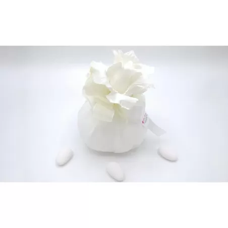Sacchetto matrimonio lino panna bustone con tondo con rosa Liete Creazioni - 2