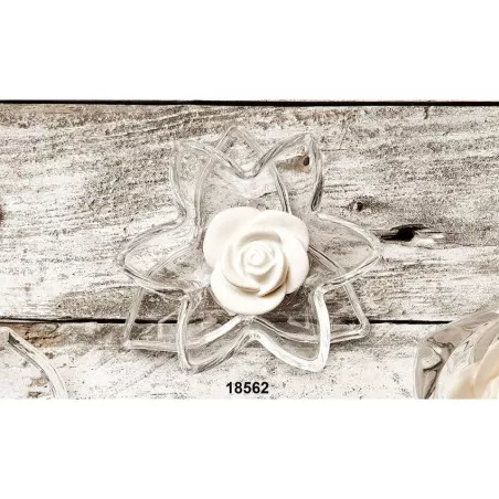 Bomboniera matrimonio claraluna 18562 ninfea con foglia in cristallo e fiore in gesso Claraluna - 1