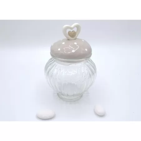 Bomboniera matrimonio pb77 barattolo con pois tortora Royal Gifts - 1