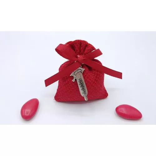 Sacchetto laurea telaida rossa con applicazione bagno argento a scelta Tabor - 1