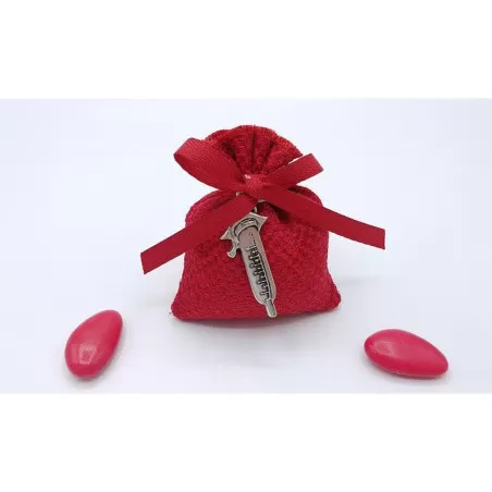 Sacchetto laurea telaida rossa con applicazione bagno argento a scelta Tabor - 1