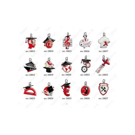 Sacchetto laurea bustina misto seta rosso con applicazione smaltata a scelta Tabor - 3