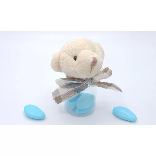 Bomboniera offerta pl20b bottiglia orsetto peluche celeste Royal Gifts - 1