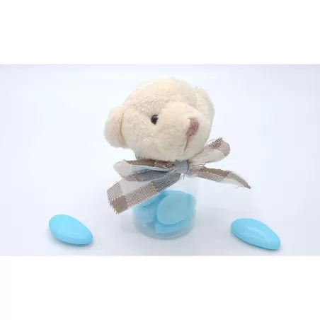 Bomboniera offerta pl20b bottiglia orsetto peluche celeste Royal Gifts - 1