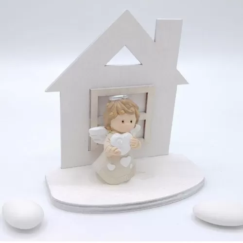 Bomboniera nascita e battesimo rb424 angelo con casetta Royal Gifts - 1