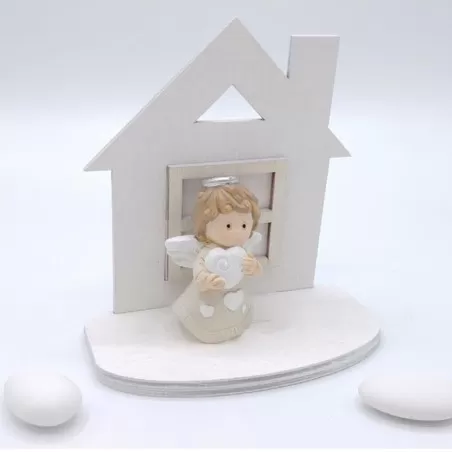 Bomboniera nascita e battesimo rb424 angelo con casetta Royal Gifts - 1