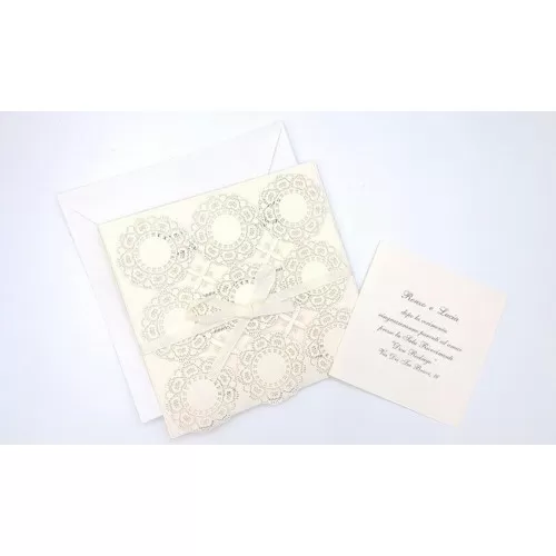 Partecipazione matrimonio 1716 laser ricamata Liete Creazioni - 1