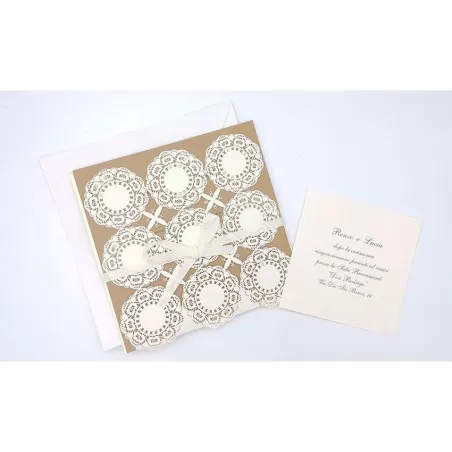 Partecipazione matrimonio 1716 laser ricamata Liete Creazioni - 3