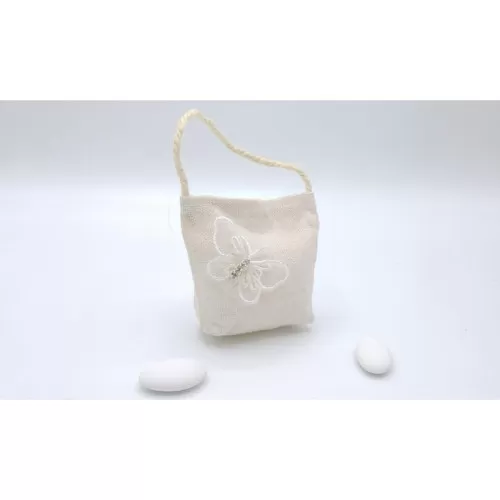 Sacchetto prima comunione ACZ206/W borsetta con farfalla bianca e strass Royal Gifts - 1