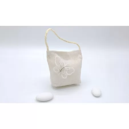 Sacchetto prima comunione ACZ206/W borsetta con farfalla bianca e strass Royal Gifts - 1