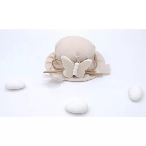 Sacchetto prima comunione ACZ195/MX cappello tortora con farfalla Royal Gifts - 1