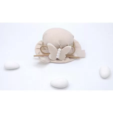 Sacchetto prima comunione ACZ195/MX cappello tortora con farfalla Royal Gifts - 1