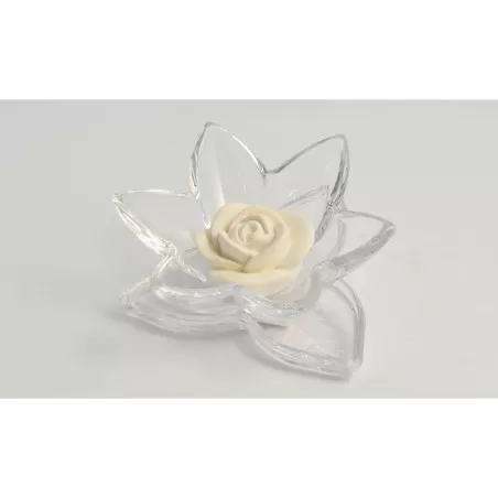 Bomboniera matrimonio claraluna 18562 ninfea con foglia in cristallo e fiore in gesso Claraluna - 6