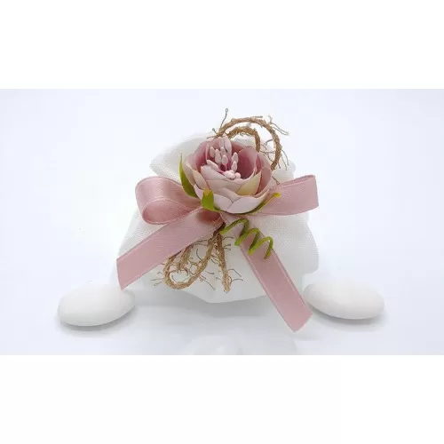 Sacchetto matrimonio 3304 fagottino cotone melange bianco Liete Creazioni - 1