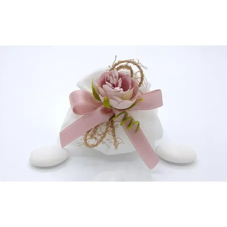 Sacchetto matrimonio 3304 fagottino cotone melange bianco Liete Creazioni - 1