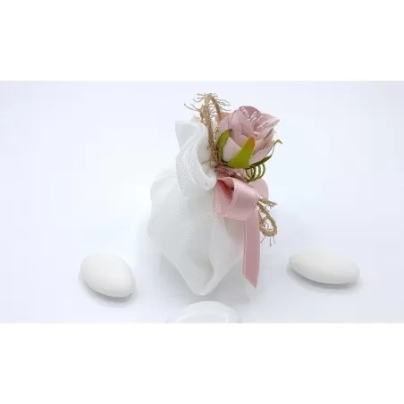 Sacchetto matrimonio 3304 fagottino cotone melange bianco Liete Creazioni - 2