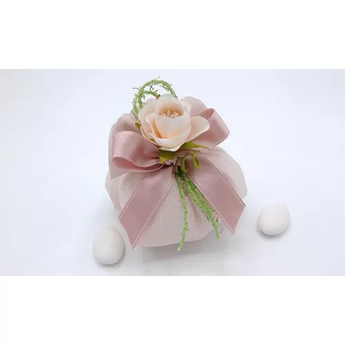 Sacchetto matrimonio 3312 fagotto cotone melange cipria Liete Creazioni - 1