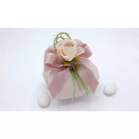 Sacchetto matrimonio 3312 fagotto cotone melange cipria Liete Creazioni - 1