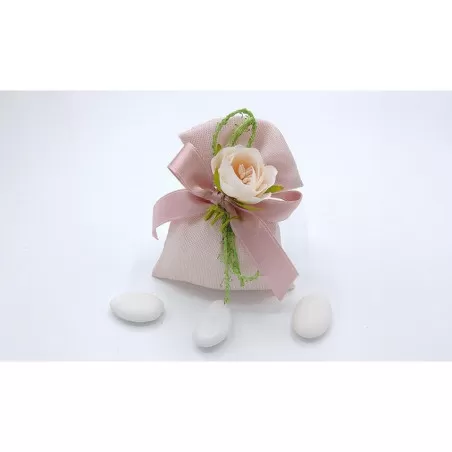 Sacchetto matrimonio 3315 sacchetto medio cotone melange cipria Liete Creazioni - 1