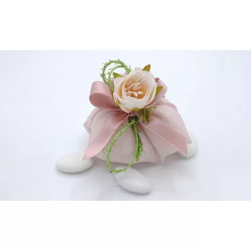 Sacchetto matrimonio 3316 fagottino cotone melange cipria Liete Creazioni - 1