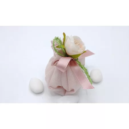 Sacchetto matrimonio 3316 fagottino cotone melange cipria Liete Creazioni - 2