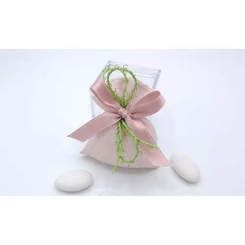 Sacchetto matrimonio 3317 sacchetto piccolo cotone melange cipria Liete Creazioni - 1